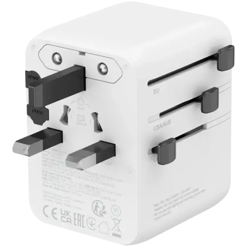Alternative view of Зарядно за мобилен телефон CANYON Travel Adapter OnTour 70 EU/UK/US/AUS 70W White