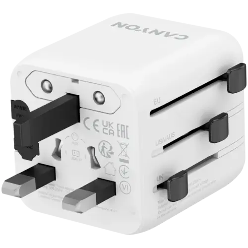 Alternative view of Зарядно за мобилен телефон CANYON Travel Adapter OnTour One EU/UK/US/AUS White