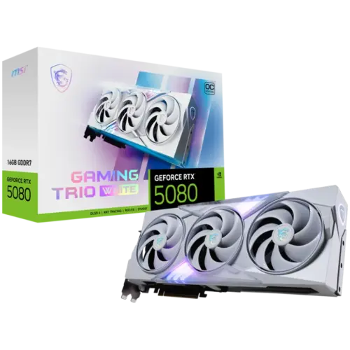 Видео карта MSI Video Card Nvidia GeForce RTX 5080 16G GAMING TRIO OC WHITE (16GB GDDR7/256bit PCI-E Gen5 3x DP 2.1 1x H