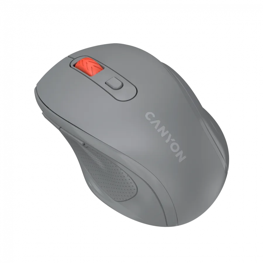 Безжична мишка Canyon 6 buttons wireless 2.4Ghz mouse, MX8650A Sensor, DPI up to 1600,Injection case, 3 M life times left and right switches, 2xAAA battery, ABS material. Size: 105x71x40mm, Weight: 59g, Dark grey - Image 3
