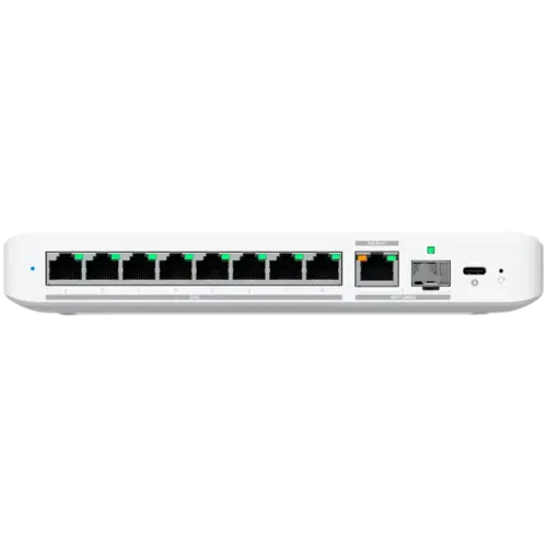 Alternative view of Kомутатор Ubiquiti switch USW-Flex-2.5G-8-EU 8-port 2.5 GbE ports, 10 GbE PoE+ input port for power / SFP+ port combo