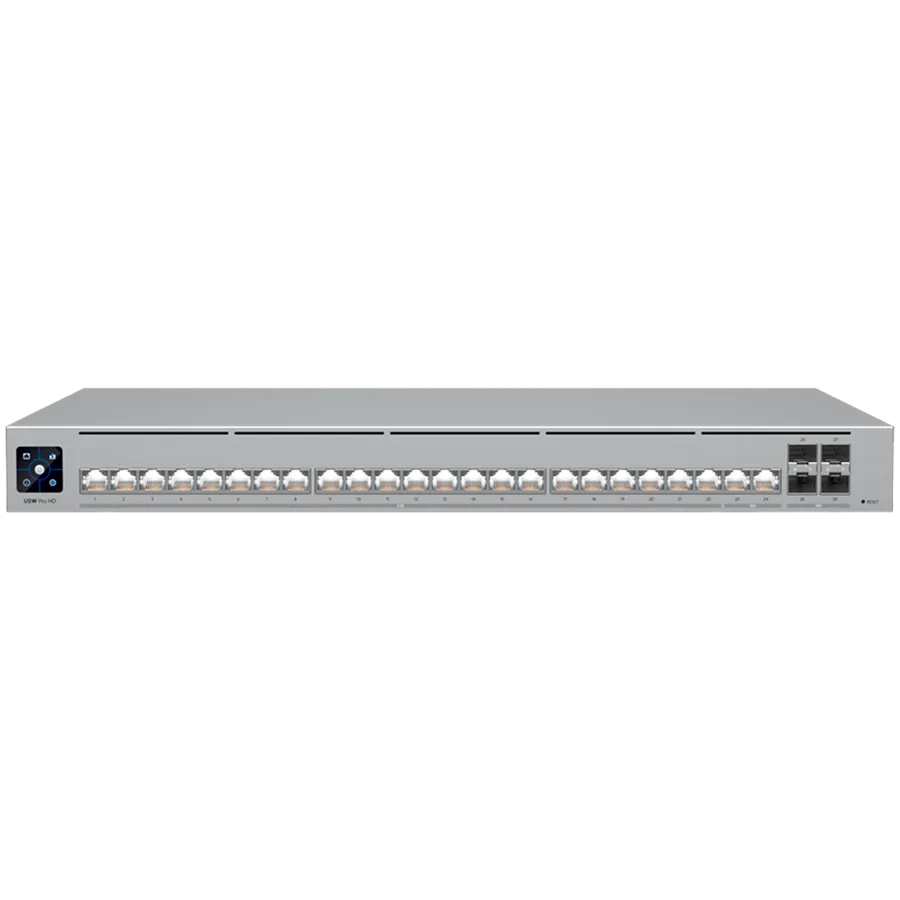 Kомутатор Ubiquiti Layer 3 Etherlighting switch USW-PRO-HD-24-EU (22) 2.5 GbE (2) 10 GbE ports (4) 10G SFP+ ports. DC po