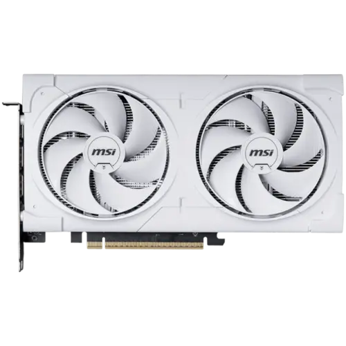 Alternative view of Видео карта MSI Video Card NVIDIA GeForce RTX 5060 Ti 8G VENTUS 2X OC WHITE PLUS, 8GB GDDR7, 128-bit, 2617 MHz Boost, 4608 CUDA Cores, PCIe 5.0 (x8), 3x DP 2.1b, HDMI 2.1b, RAY TRACING, Dual Fan, 180W TDP, 8-pin PCIe Power, G-SYNC, 2-Slot, 3Y