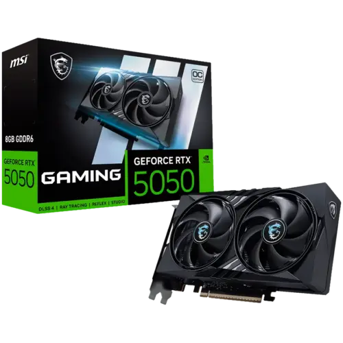 Видео карта MSI Video Card NVIDIA GeForce RTX 5050 8G GAMING OC 8GB GDDR6 128-bit 2647 MHz Boost 2560 CUDA Cores PCIe 5.
