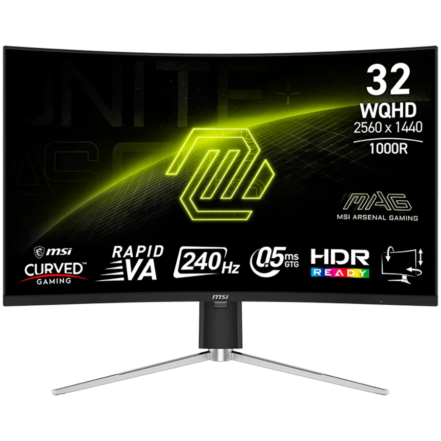 Монитор MSI MAG 325CQRXF E2 Gaming Monitor 31.5" 240Hz WQHD (2560x1440) 16:9 Rapid VA 0.5ms 300nits 3500:1 178/178 AMD F