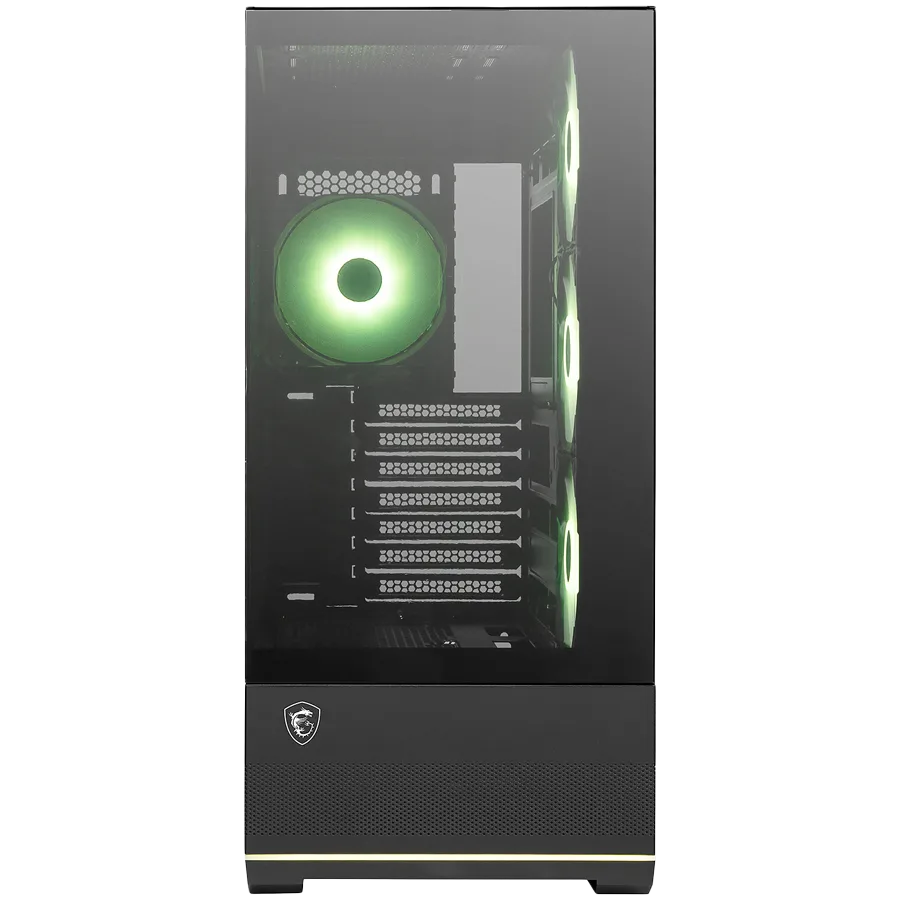 Кутия за компютър MSI MAG PANO 110R PZ, Mid-Tower, ATX/M-ATX/ITX, 2x USB 3.2, 1x USB Type-C 20Gbs, 1x Audio/Mic, LED Button, ARGB Hub, 4x 120mm ARGB Fans, ARGB Fan Hub, Mesh Panel, Tempered Glass, Black - Image 18