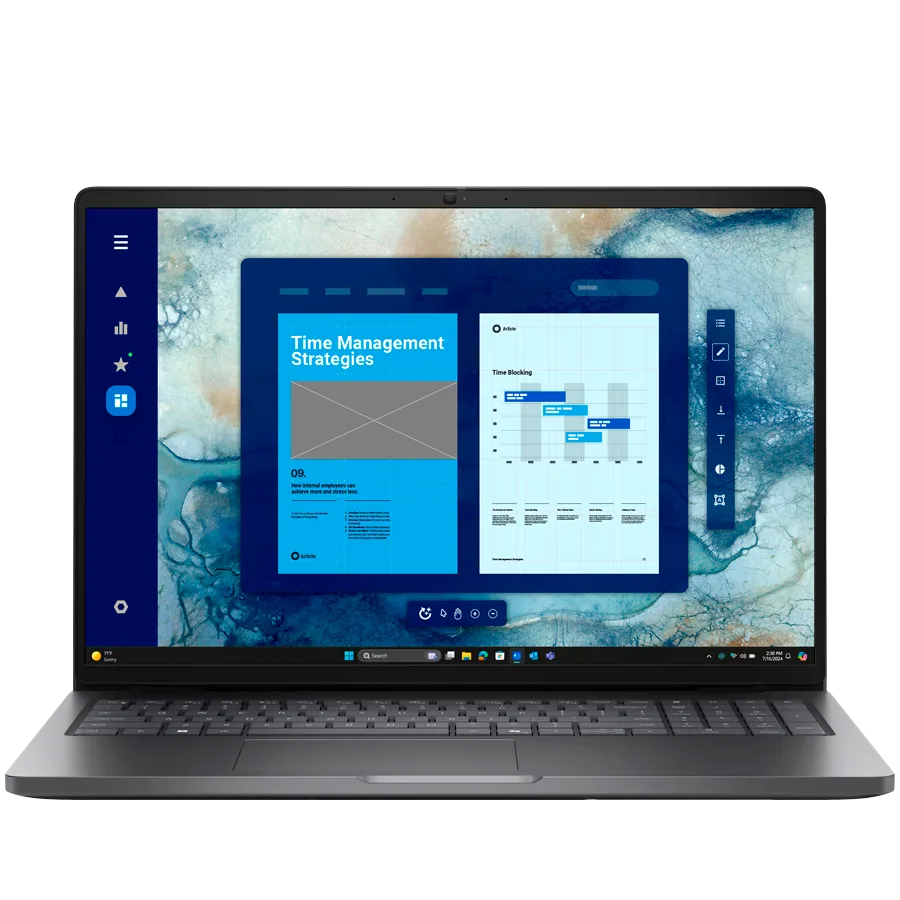 Лаптоп Dell Pro 16 (PC16255) AMD Ryzen AI 7 350 (8C 16T 24MB cache up to 5.0GHz) 16.0"FHD+(1920x1200) Non-Touch AG 16GB