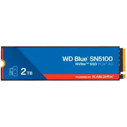 SSD диск SSD WD Blue SN5100 2TB M.2 2280 PCIe Gen4 x4 NVMe QLC 3D Read/Write: 7100/6700 MBps IOPS 1000K/1300K TBW: