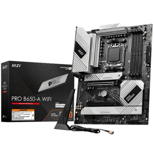 Дънна платка MSI PRO B650-A WIFI ATX Socket AM5 Dual Channel DDR5 7600+(OC)MHz 2x PCIe x16 slot 3x M.2 slots 1x HDMI 1x