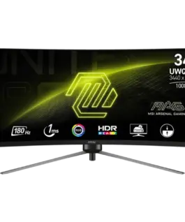 Монитор MSI MAG 345CQR Gaming Monitor 34" 180Hz UWQHD (3440x1440) 21:9 VA 1ms 300nits 3000:1 178/178 AMD FreeSync Premiu