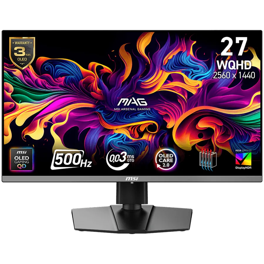 Монитор MSI MAG 272QP QD-OLED X50 Gaming Monitor 26.5" 500Hz WQHD (2560x1440) 16:9 QD-OLED 0.03ms 300nits 1500000:1 178/