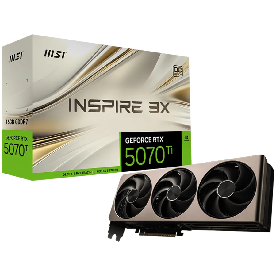 Видео карта MSI Video Card Nvidia GeForce RTX 5070 TI 16G INSPIRE 3X OC 16GB GDDR7 256bit Effective Memory Clock: 28000M