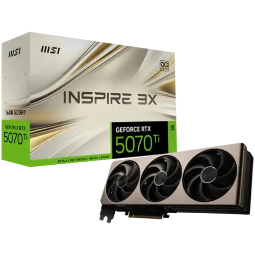 Видео карта MSI Video Card Nvidia GeForce RTX 5070 TI 16G INSPIRE 3X OC 16GB GDDR7 256bit Effective Memory Clock: 28000M