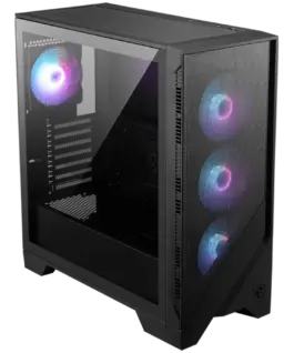 Alternative view of Кутия за компютър MSI MAG FORGE 321R AIRFLOW, Mid-Tower, ATX/M-ATX/ITX, 2x USB 3.2, 1x USB 3.2 Gen 2x2 Type-C, 1x Audio/Mic, LED Button, ARGB Hub, 4x 120mm ARGB Fans, Mesh Panel, Tempered Glass, Black