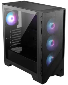 Alternative view of Кутия за компютър MSI MAG FORGE 321R AIRFLOW, Mid-Tower, ATX/M-ATX/ITX, 2x USB 3.2, 1x USB 3.2 Gen 2x2 Type-C, 1x Audio/Mic, LED Button, ARGB Hub, 4x 120mm ARGB Fans, Mesh Panel, Tempered Glass, Black
