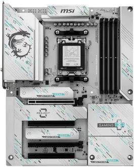 Alternative view of Дънна платка MSI B850 GAMING PLUS WIFI PZ, ATX, Socket AM5, Back Connectors, 4x DDR5 Dual Channel DDR5 up to 8200(OC)MHz, 4x PCIe x16 slot, 3x M.2 slot, 4x USB 2.0, 1x USB 5Gbps, 1x USB 10Gbps, 2x USB 10Gbps Type-C, DP, 7.1 HD Audio, 5G LAN, WiFI 7,