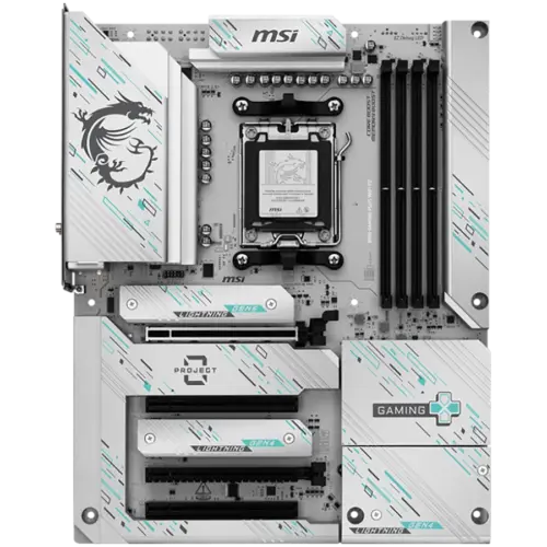 Alternative view of Дънна платка MSI B850 GAMING PLUS WIFI PZ, ATX, Socket AM5, Back Connectors, 4x DDR5 Dual Channel DDR5 up to 8200(OC)MHz, 4x PCIe x16 slot, 3x M.2 slot, 4x USB 2.0, 1x USB 5Gbps, 1x USB 10Gbps, 2x USB 10Gbps Type-C, DP, 7.1 HD Audio, 5G LAN, WiFI 7,