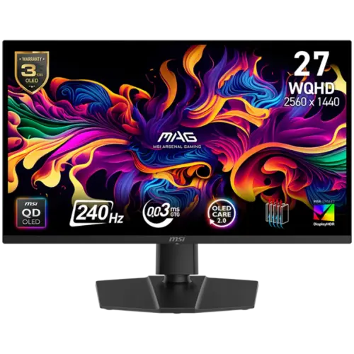 Монитор MSI MAG 271QP QD-OLED X24 Gaming Monitor 26.5" 240Hz WQHD (2560x1440) 16:9 QD-OLED 0.03ms 250nits 1500000:1 178/