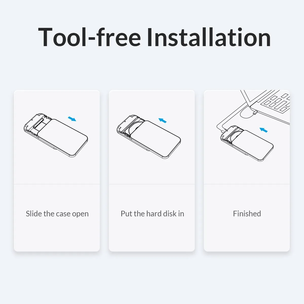 Orico външна кутия за диск Storage - Case - 2.5 inch TYPE C Black - 25PW1-C3-BK-EP - Image 138