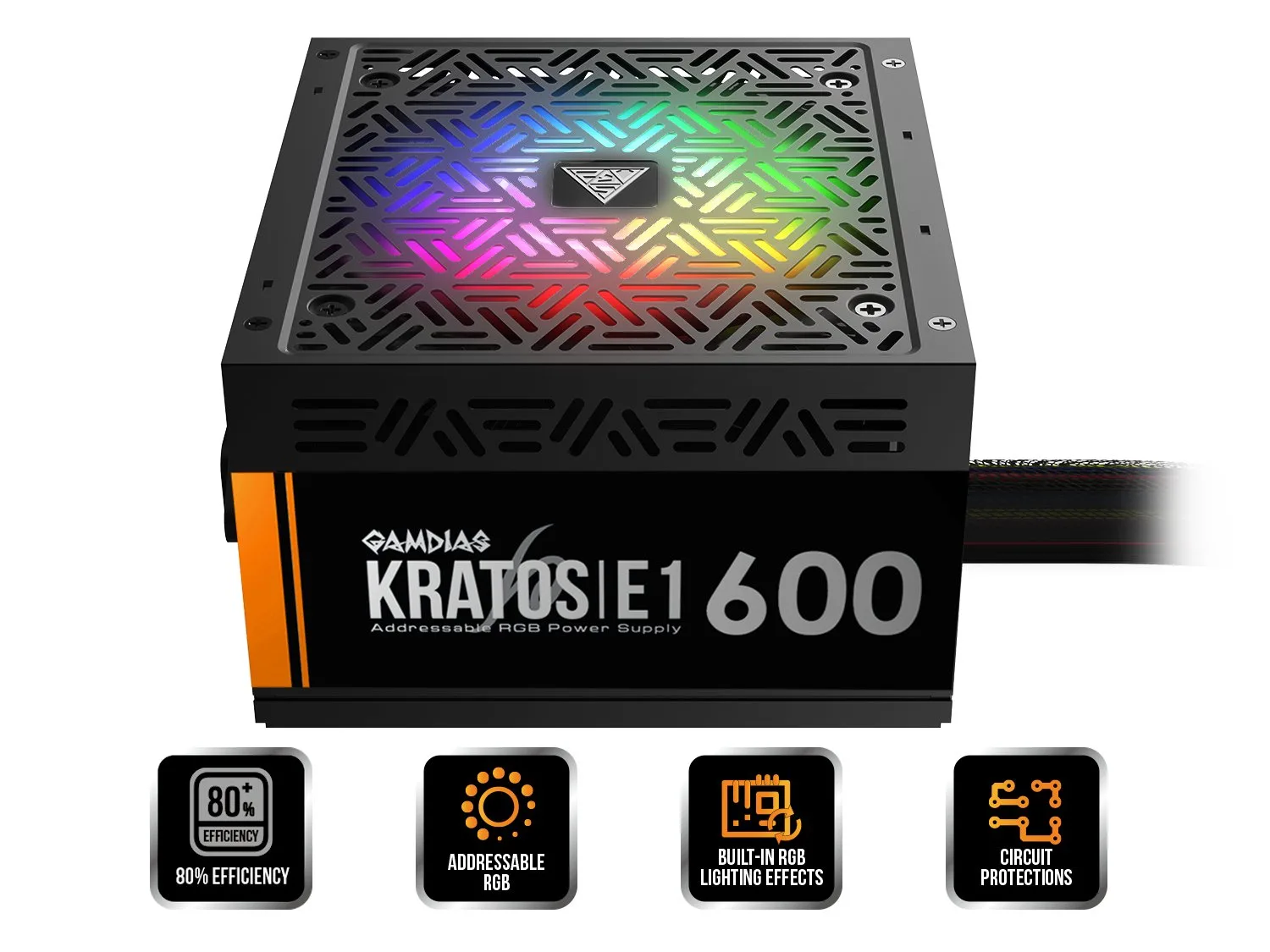 Gamdias Захранване PSU 600W Addressable RGB - KRATOS E1-600 - Image 126