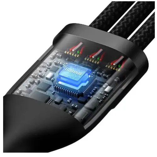 Кабел Baseus CASS030201 3в1 Flash Series USB към USB-C + micro USB + Lightning 100W 1.5м