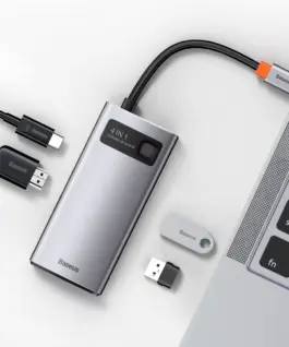 Alternative view of USB хъб Baseus Type-C 4 в 1 с 1х USB 3.0, 1х USB 2.0, 1х HDMI порта, черен