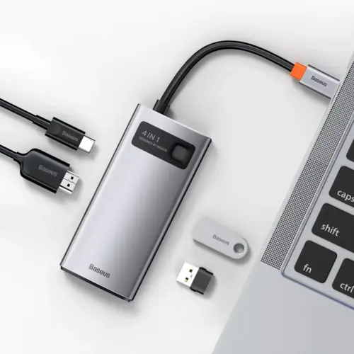 Alternative view of USB хъб Baseus Type-C 4 в 1 с 1х USB 3.0, 1х USB 2.0, 1х HDMI порта, черен