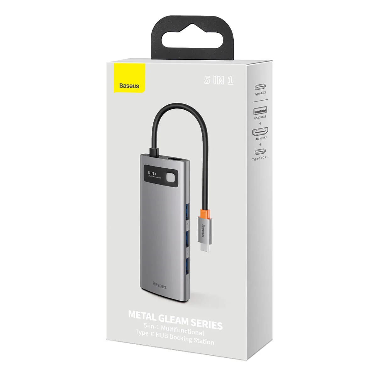 USB хъб Baseus Type-C 5 в 1 с 3х USB 3.0, 1х HDMI, 1х USB-C порта, сив - Image 138