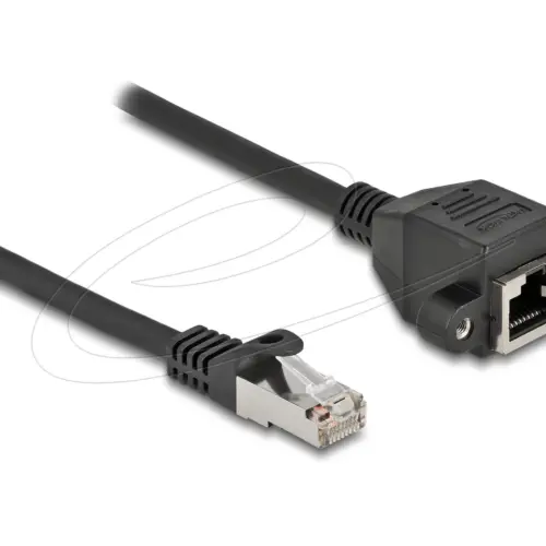 Alternative view of Delock Мрежов кабел удължителен S/FTP RJ45 мъжко към RJ45 женско, Cat. 6A, 25 cm, черен