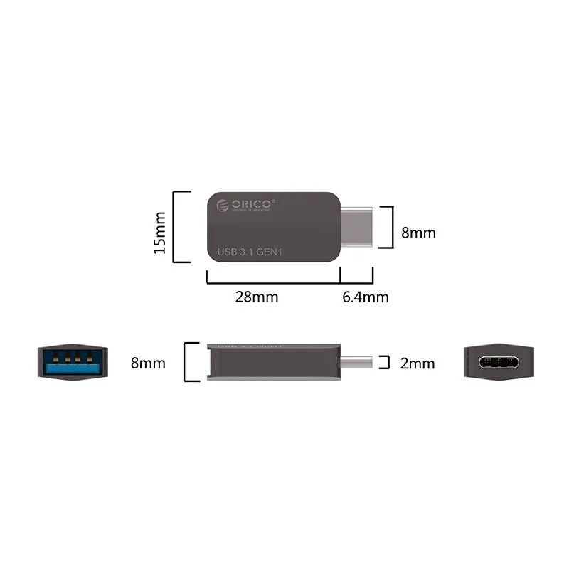 Orico адаптер Adpater OTG USB 3.1 Type C to Type A/F, Metal - CTA2-SV - Image 82