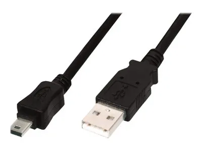 КАБЕЛ USB DIGITUS - USB-A to mini USB - 18 m - Black - PN AK-300130-018-S