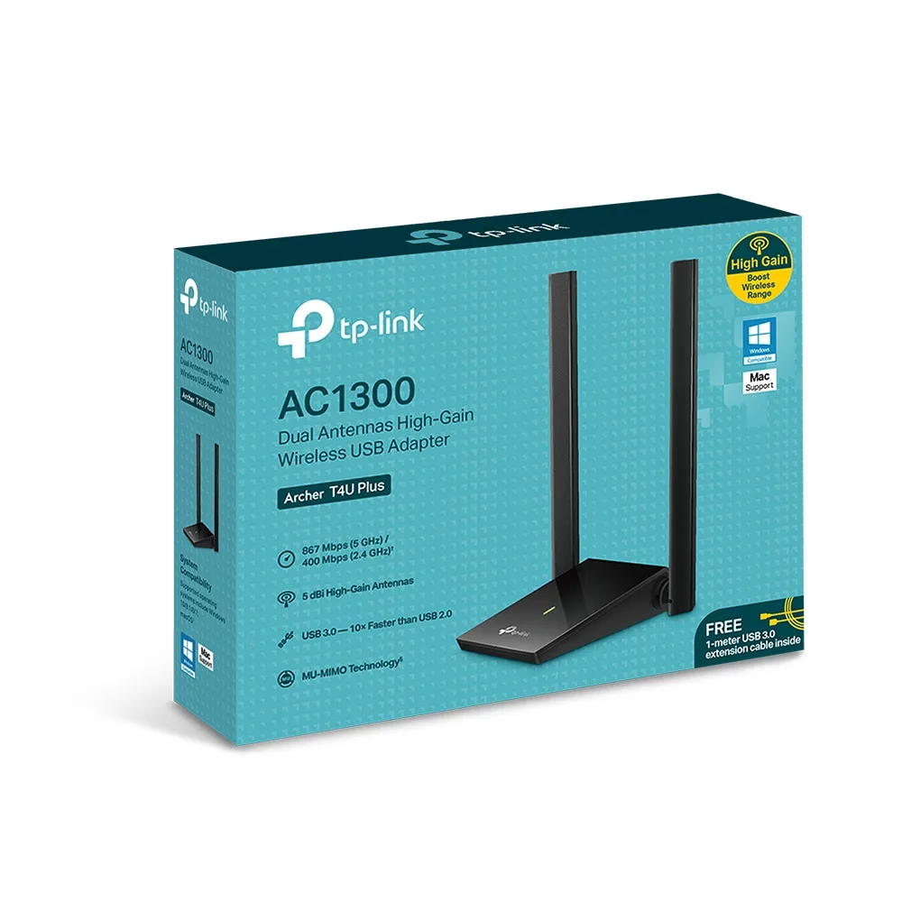 Безжичен USB 2-лентов адаптер TP-Link Archer T4U Plus AC1300 - Image 66