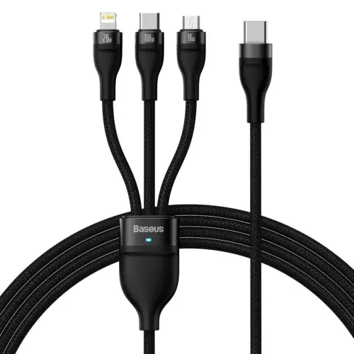 Кабел Baseus CASS030201 3в1 Flash Series USB към USB-C + micro USB + Lightning 100W 1.5м