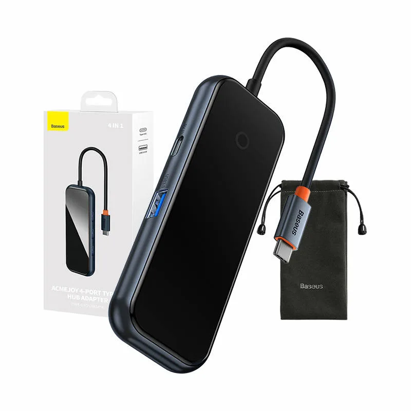 USB хъб Baseus AcmeJoy WKJZ010513 4-портов USB-C към 1xUSB-C / 4xUSB3.0 - тъмносив - Image 129