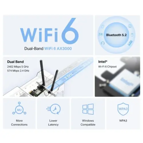 Alternative view of Безжичен Wi-Fi 6 PCIe Адаптер Mercusys MA80XE AX3000