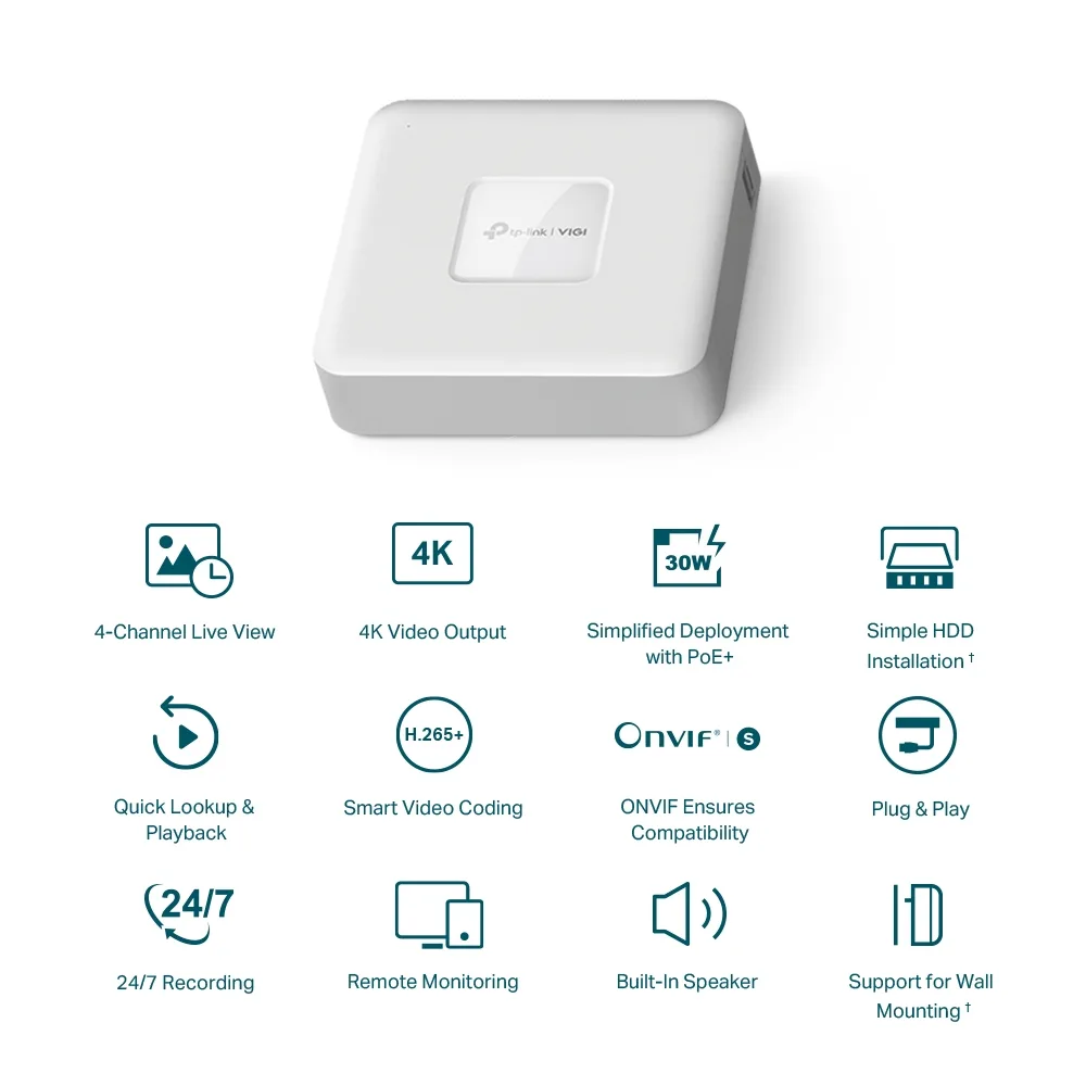 NVR TP-Link VIGI NVR1104H-4P PoE+ 4-канален - Image 26