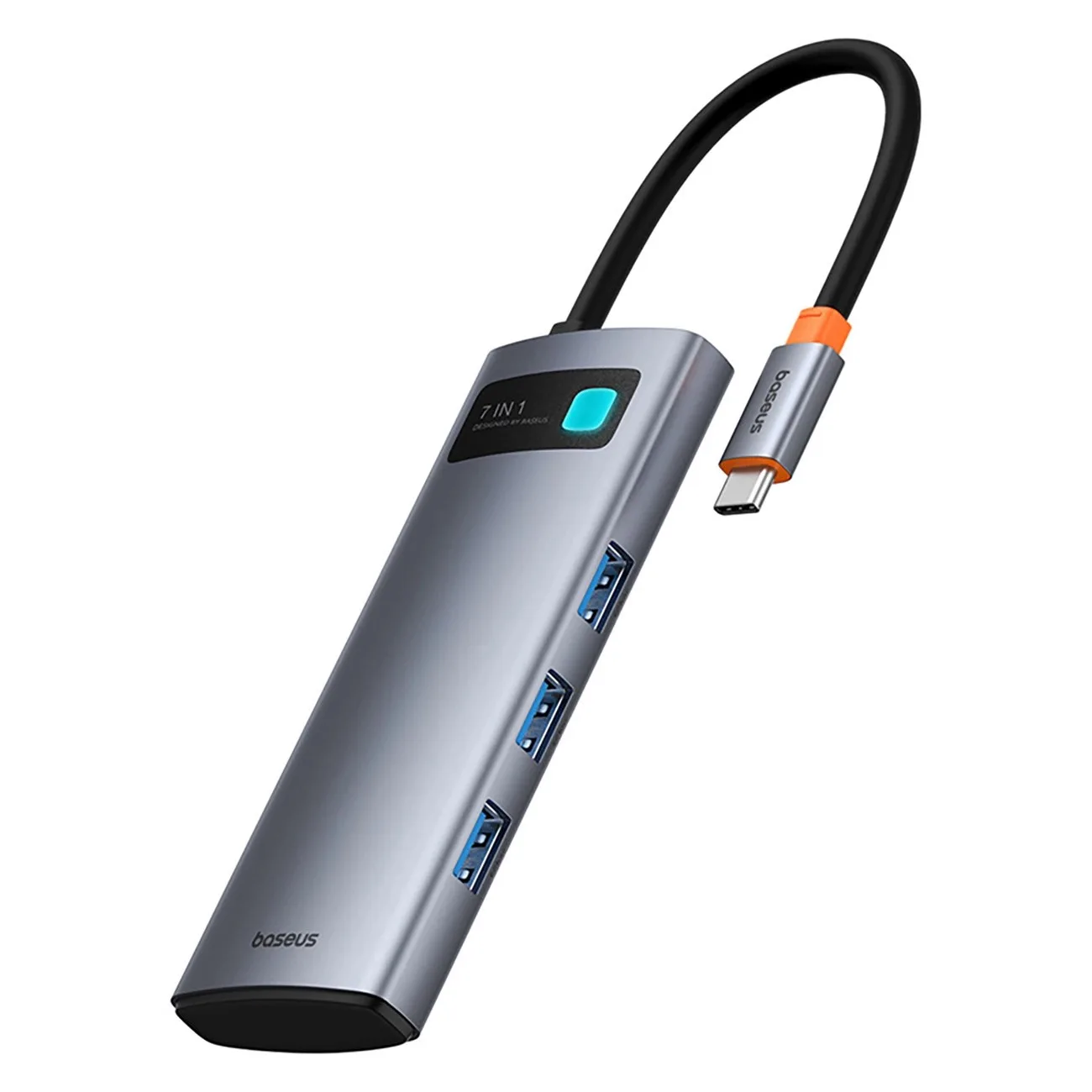 USB хъб Baseus Metal Gleam B00030708811-01 7-в-1 USB-C (HDMI 4K@60Hz / 3×USB 3.0 / USB-C PD 100W / SD / microSD) - сив - Image 31