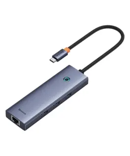 USB хъб Baseus UltraJoy 4 в 1, USB Type-C към 3 x USB 3.0 и 1 x RJ45 B0005280A813-00 - сив