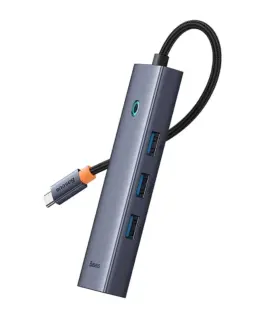 Alternative view of USB хъб Baseus UltraJoy 4 в 1, USB Type-C към 3 x USB 3.0 и 1 x RJ45 B0005280A813-00 - сив