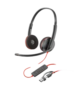 Слушалки HP Poly Blackwire 3220 8X228A6 Stereo USB-C +USB-C/A Adapter Bulk