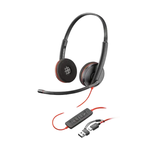 Слушалки HP Poly Blackwire 3220 8X228A6 Stereo USB-C +USB-C/A Adapter Bulk