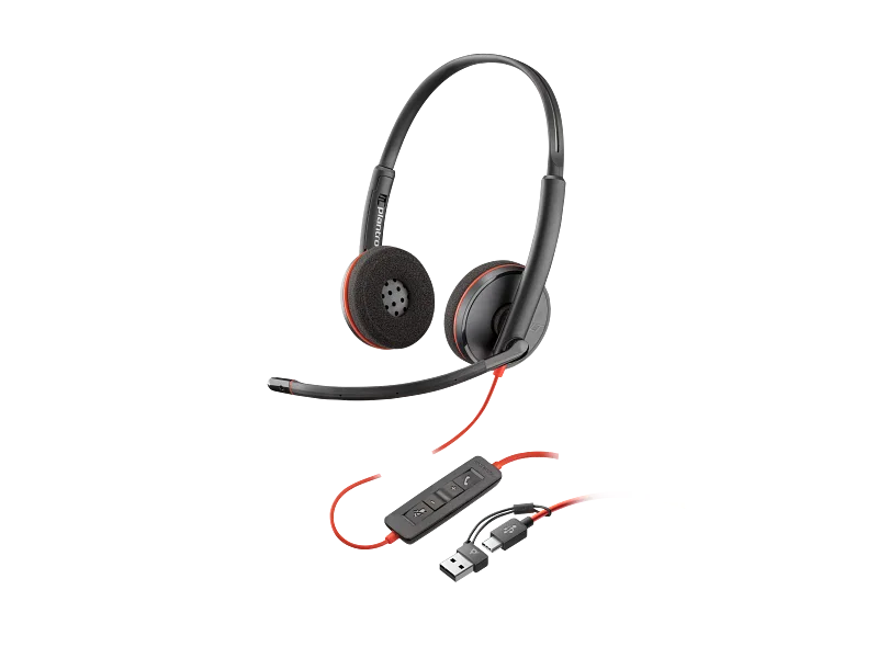Слушалки HP Poly Blackwire 3220 8X228A6 Stereo USB-C +USB-C/A Adapter Bulk