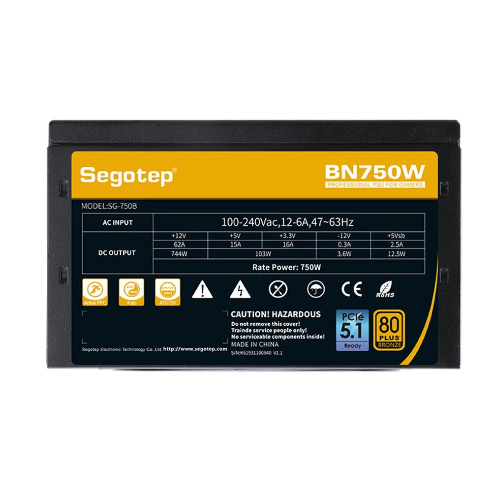 Захранващ блок Segotep BN750W V2 750W 80PLUS Bronze PCIE 5.1 - черен - Image 10