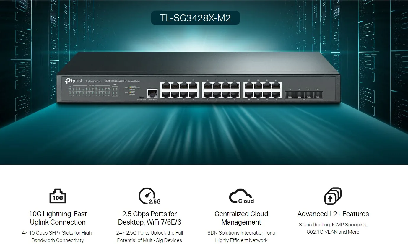 24-портов комутатор TP-Link TL-SG3428X-M2 JetStream 2.5GBASE-T L2+ управляван с 4 10GE SFP+ слота - Image 107