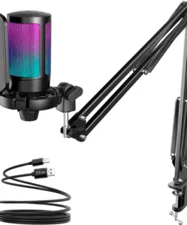 Микрофон със стойка FIFINE A6T RGB - Black