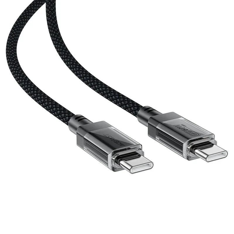 Acefast Кабел USB-C to USB-C Cable 60W Stainless steel in transparent shell 1.2m - C12-03 - Black - Image 175