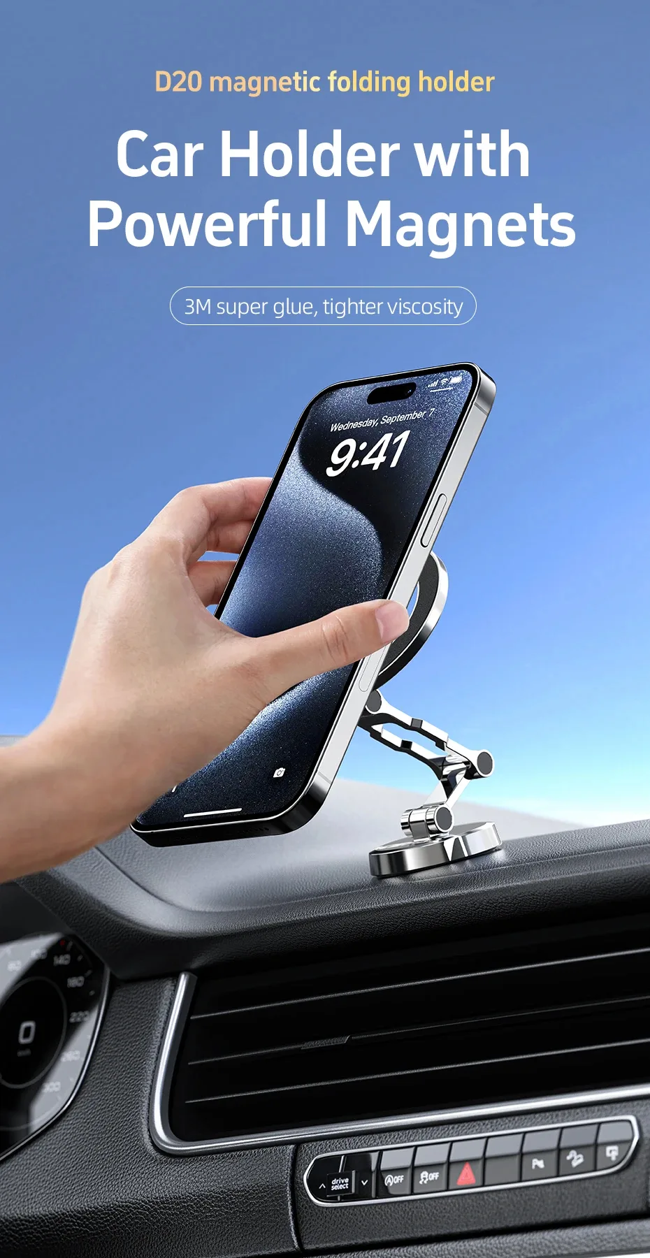 Acefast Стойка за телефон за кола Car phone holder - Metal, Magnetic Ring, 360 deg - D20 - Grey - Image 249