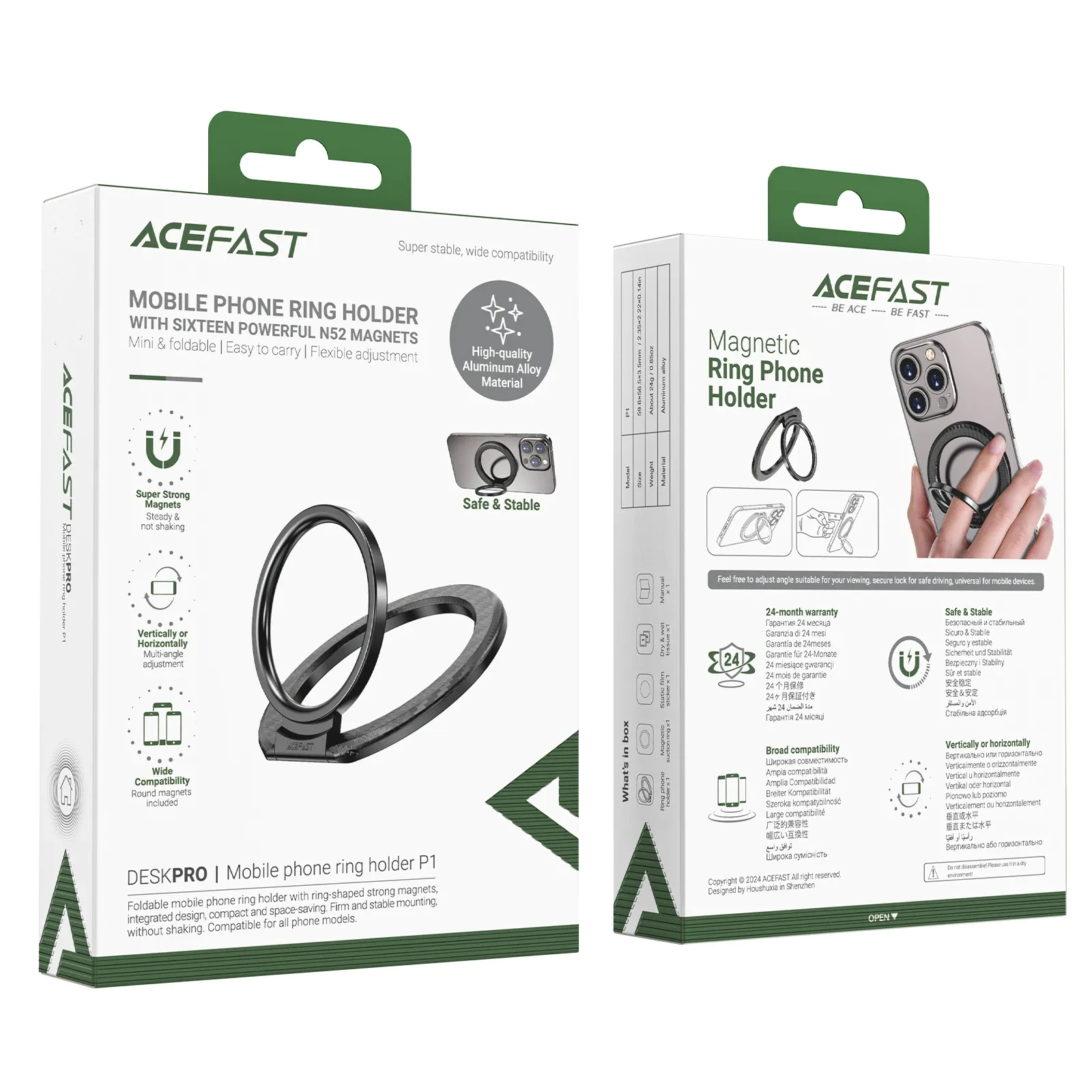 Acefast Магнитен ринг за телефон Mobile phone Magnetic ring holder - Aluminum - P1 Black - Image 220