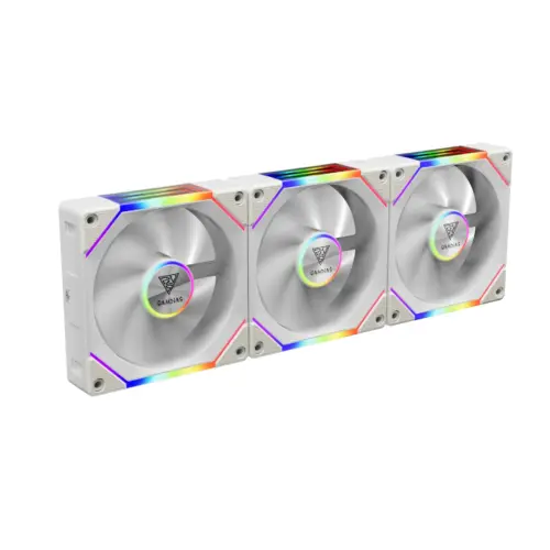Gamdias Комплект вентилатори Fan Pack 3-in-1 3x120mm - AEOLUS P2-1203 White Swappable Fan Blades (Reverse Fan Blades Included) Daisy-Chain Infinity