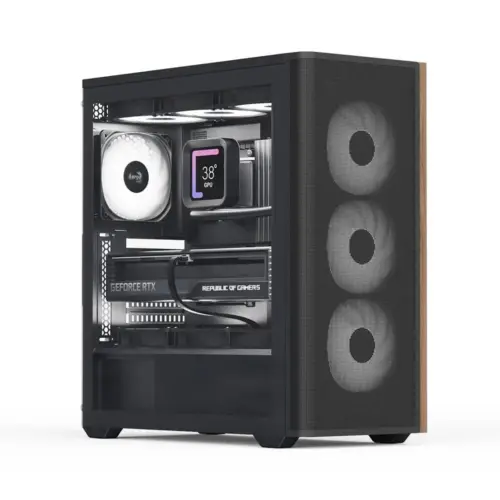AeroCool кутия Case ATX - D501A Black Addressable RGB Wood